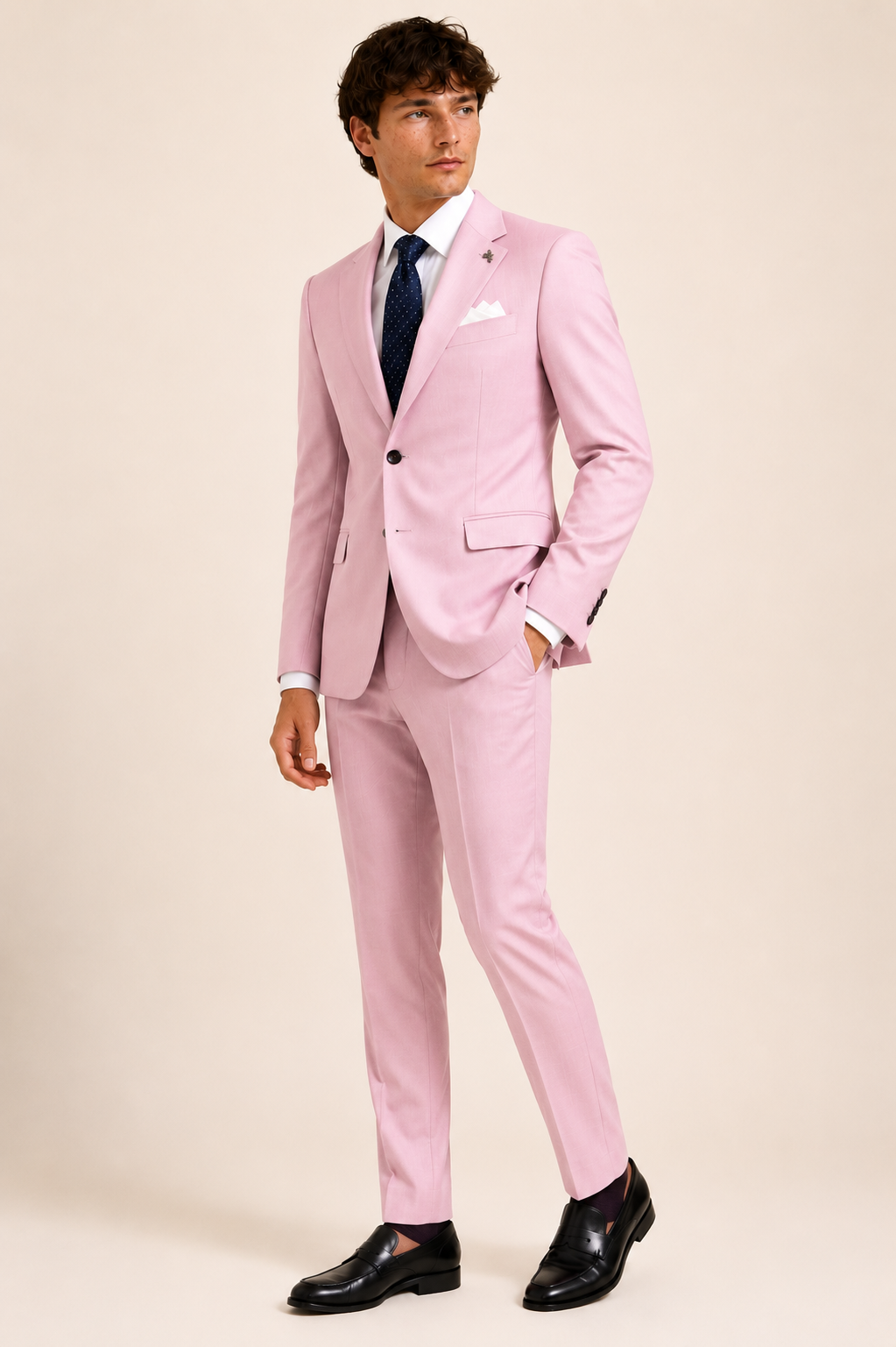 SOGNA Pink Stretch Tailored Suit 1907 — jacket and trousers