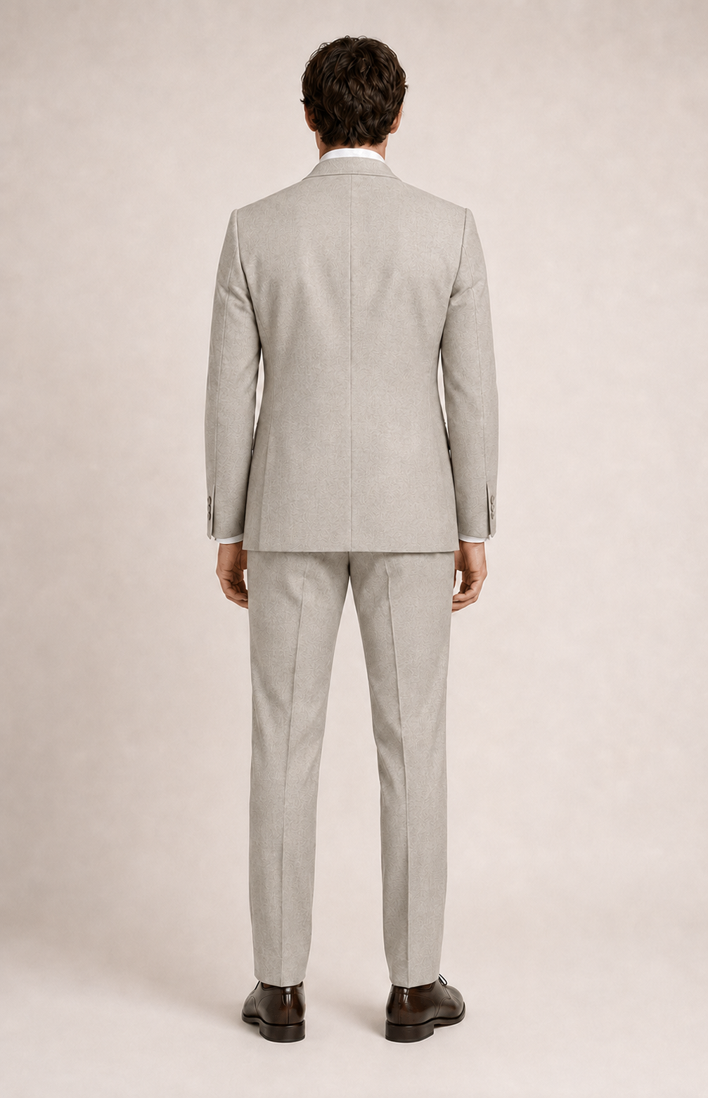 SOGNA men's light grey stretch suit LGY 24025 back view