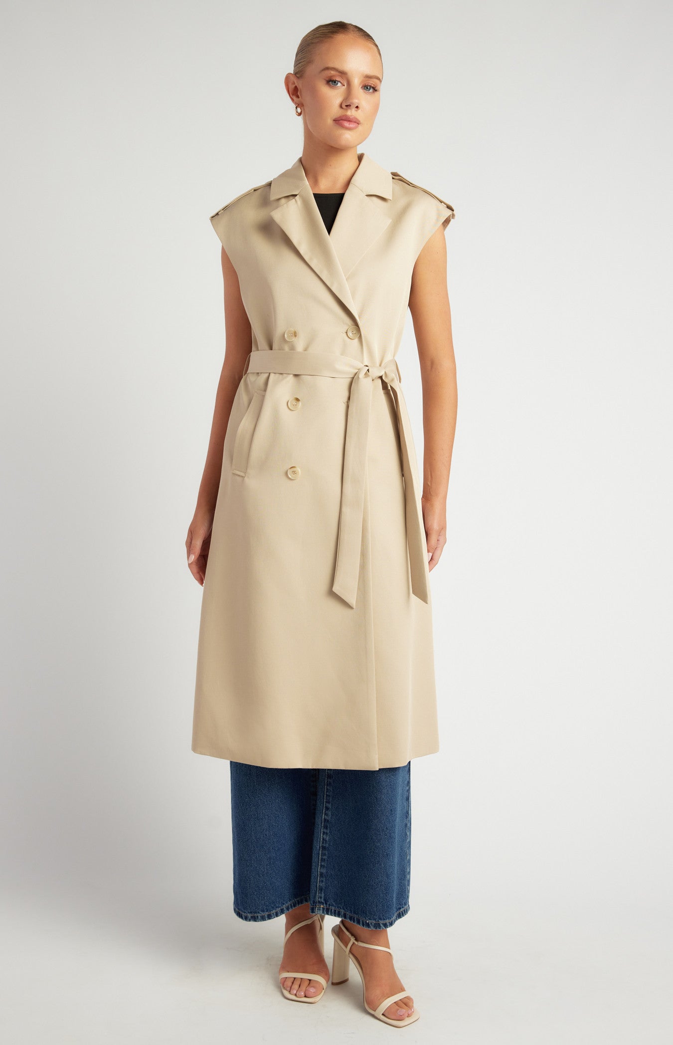 SONGA COL Sleeveless Vest Trench coat WJT242B