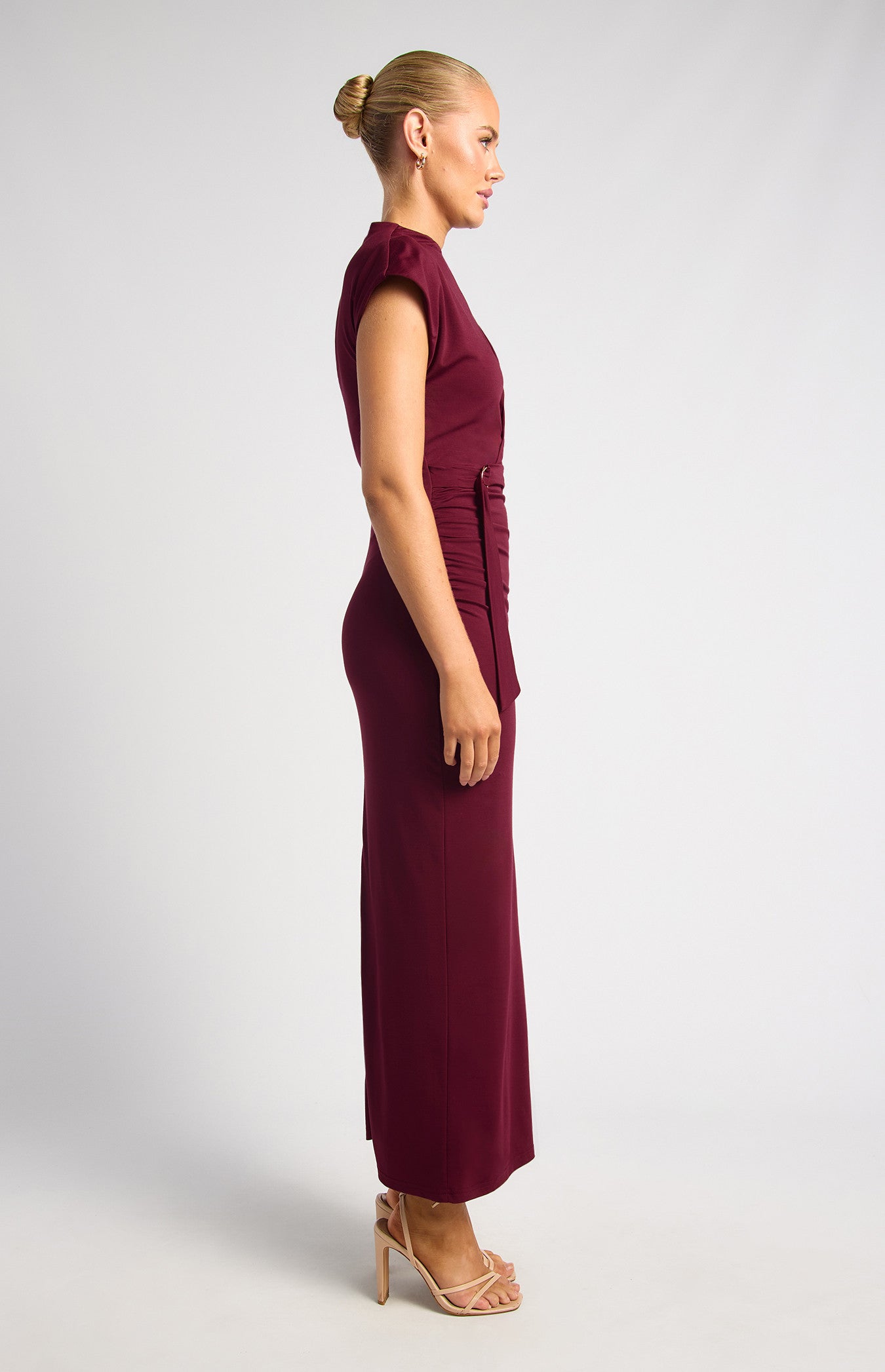 SOGNA COL DINNER DRESS Cap Sleeves With D-Ring Buckle Jersey Dress (SDR1941A)