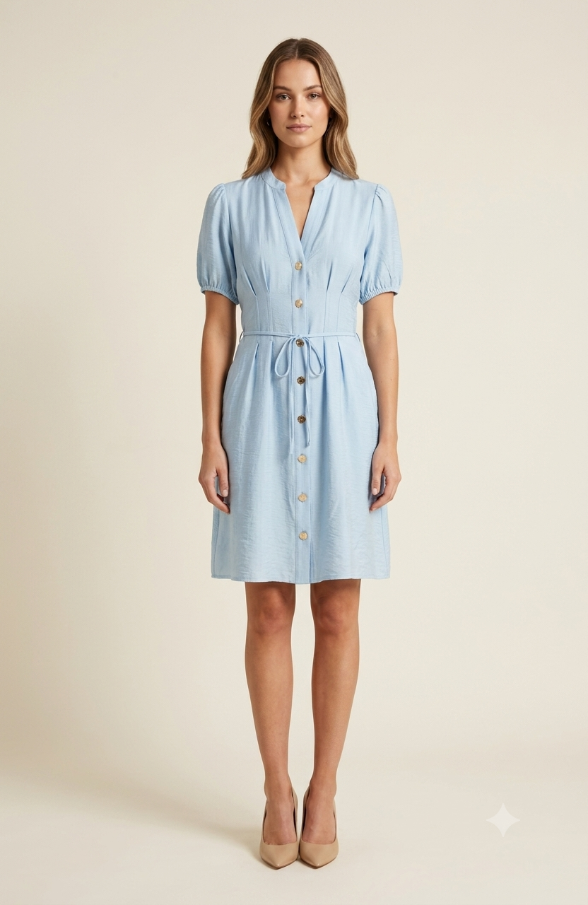 SOGNA Short Sleeve Gold Button Dress 30250562-1