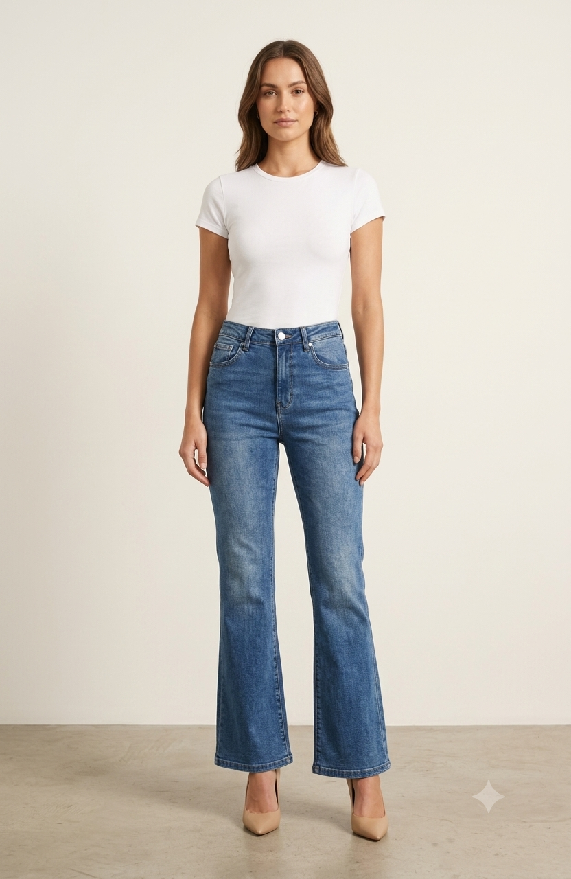 SOGNA Medium Wash High-Waisted Flare Jeans 01260002-1