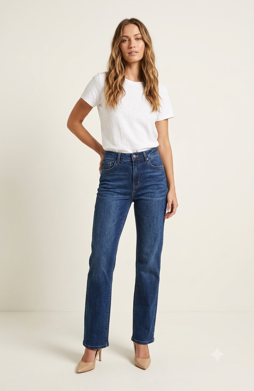 SOGNA Classic High-Waisted Straight Leg Jeans 01260023-1