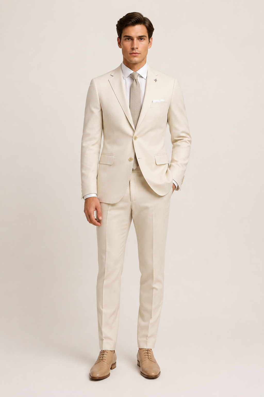 Notch Lapel  Wool Blend Suit Jacket
 8026