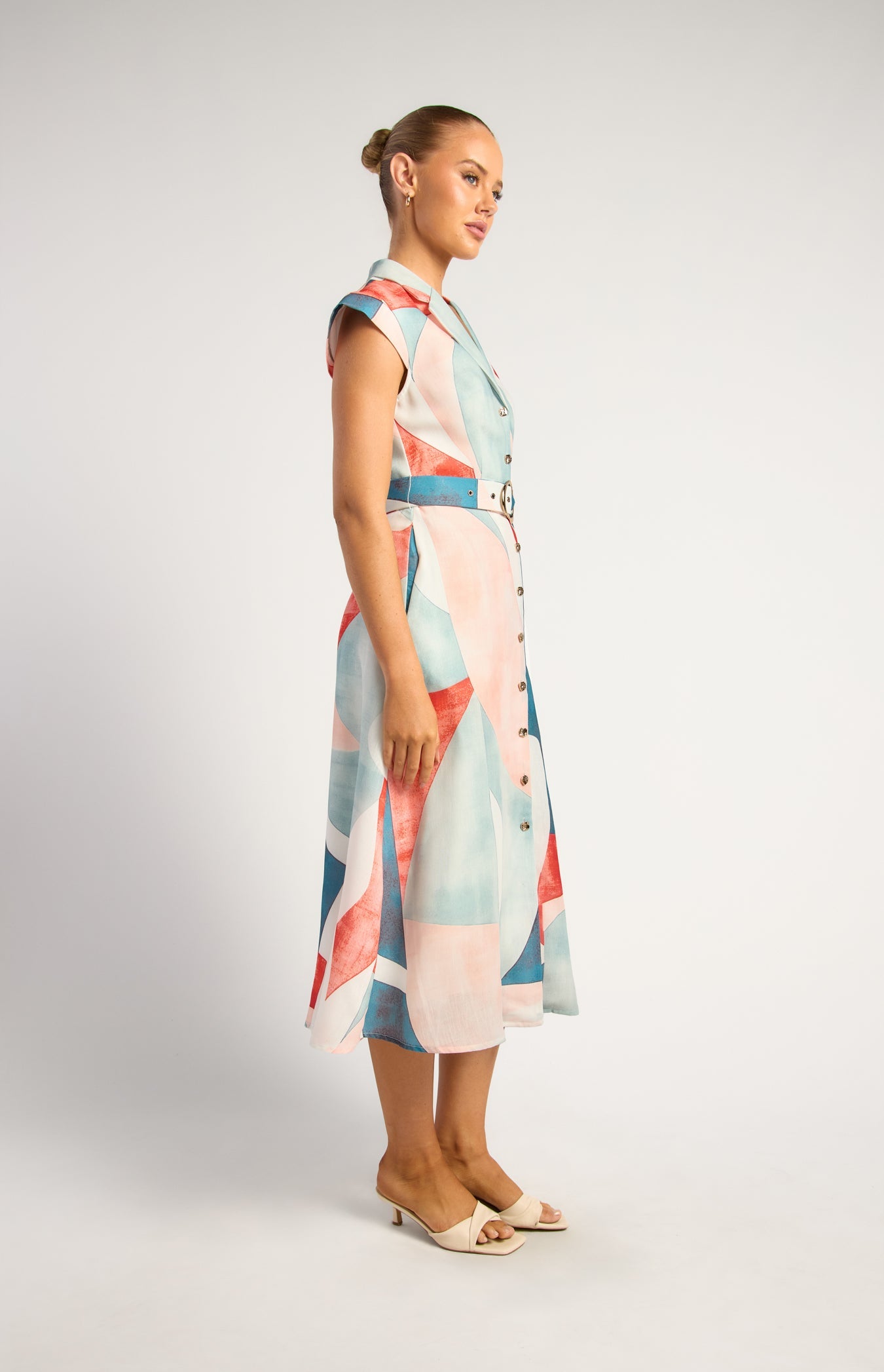SOGNA SDR1790-2A Red Jade abstract shirt dress side view
