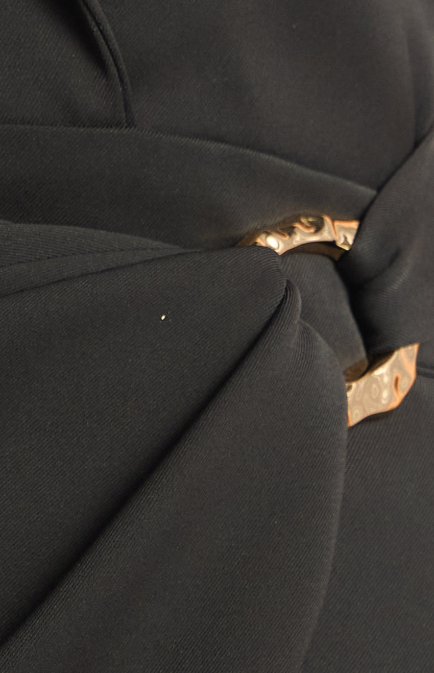 SOGNA SDR1961B black fabric and gold buckle waist detail