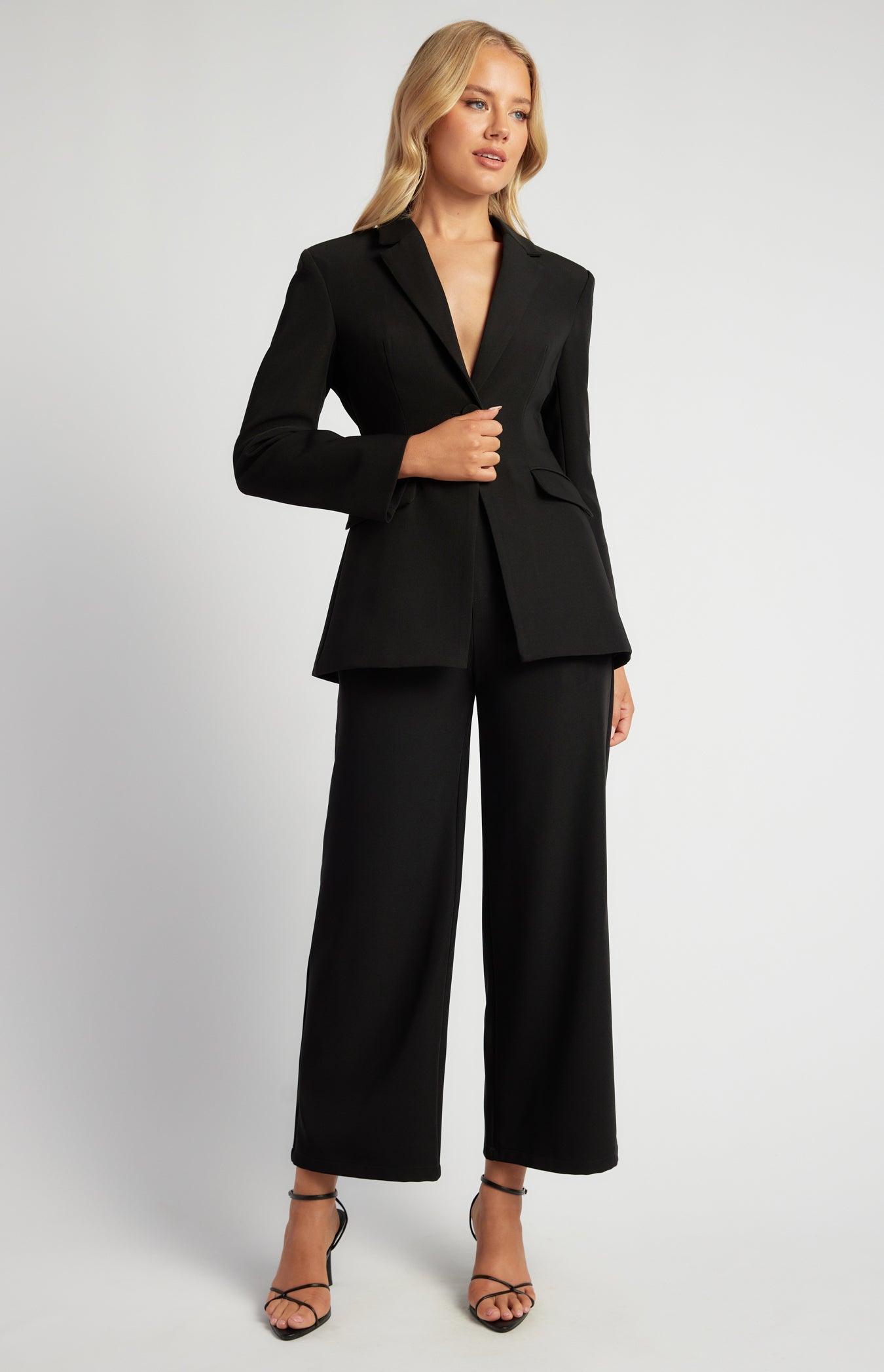 SOGNA women's cinched waist tailored blazer SJT398A in Black - image 1