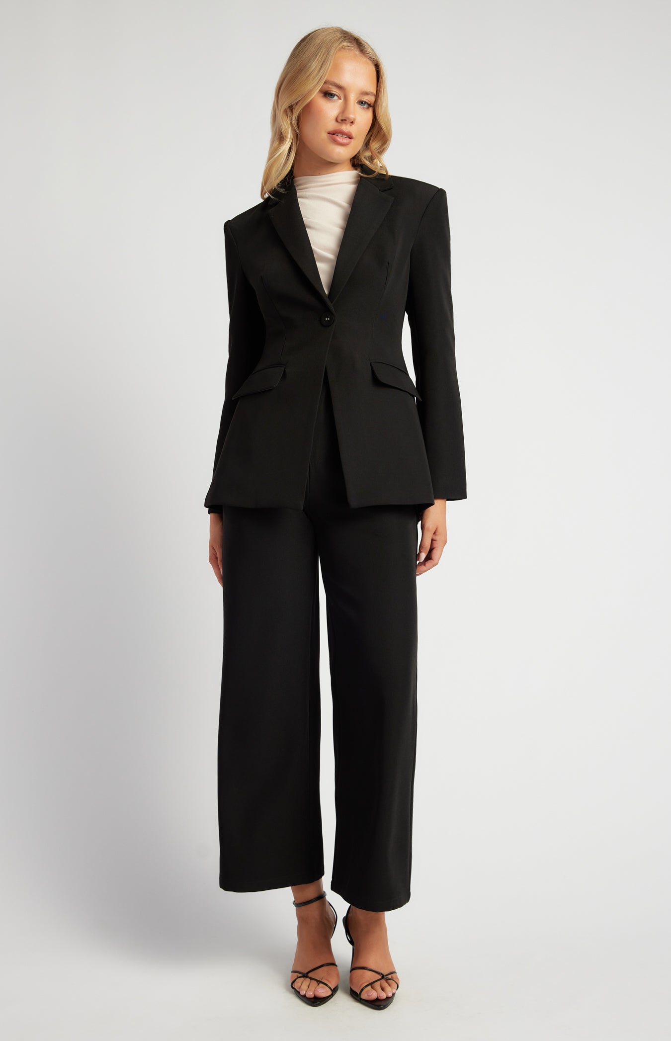 SOGNA women's cinched waist tailored blazer SJT398A in Black - image 3