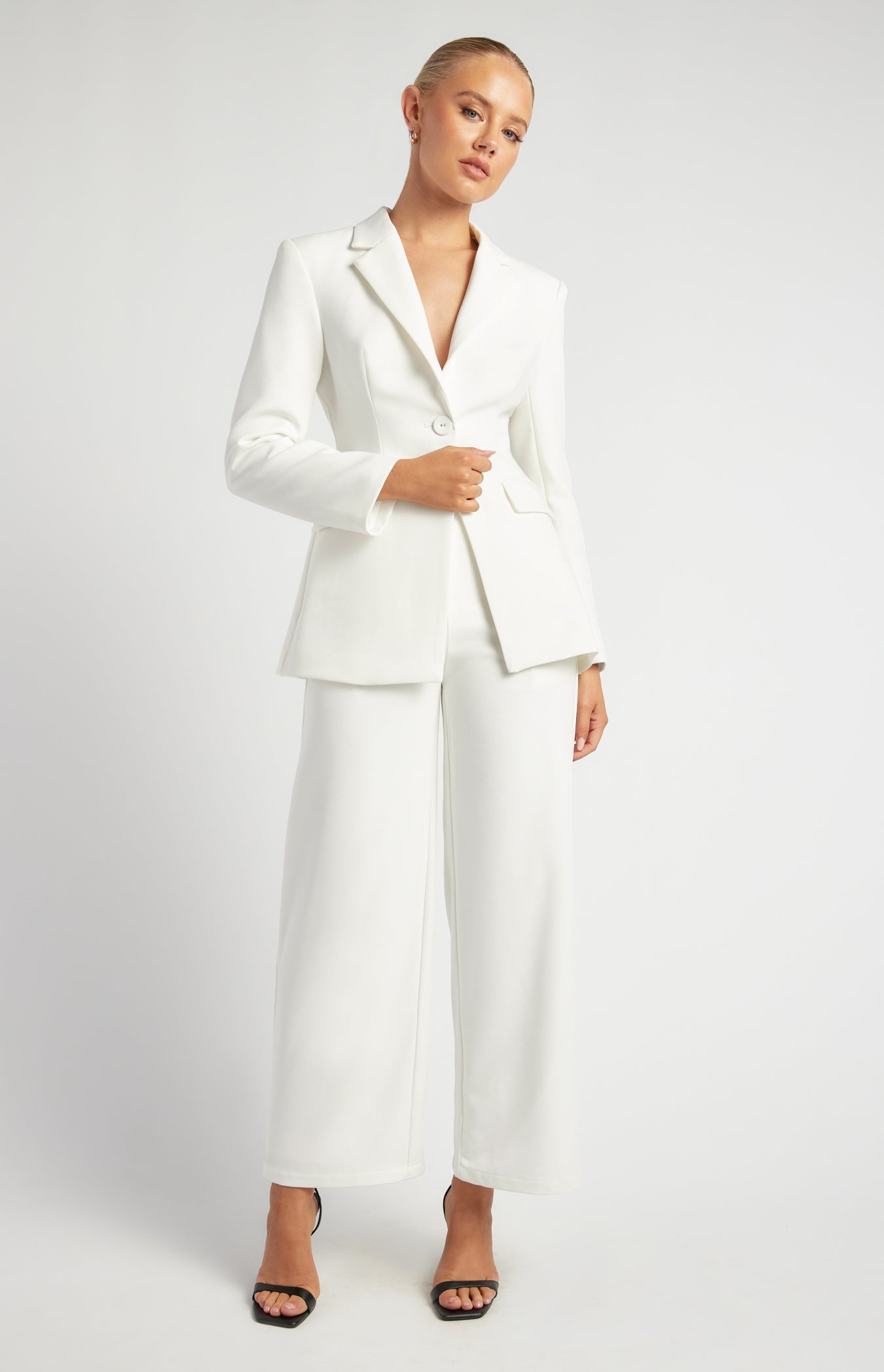 SOGNA women's cinched waist tailored blazer SJT398A in White - image 1