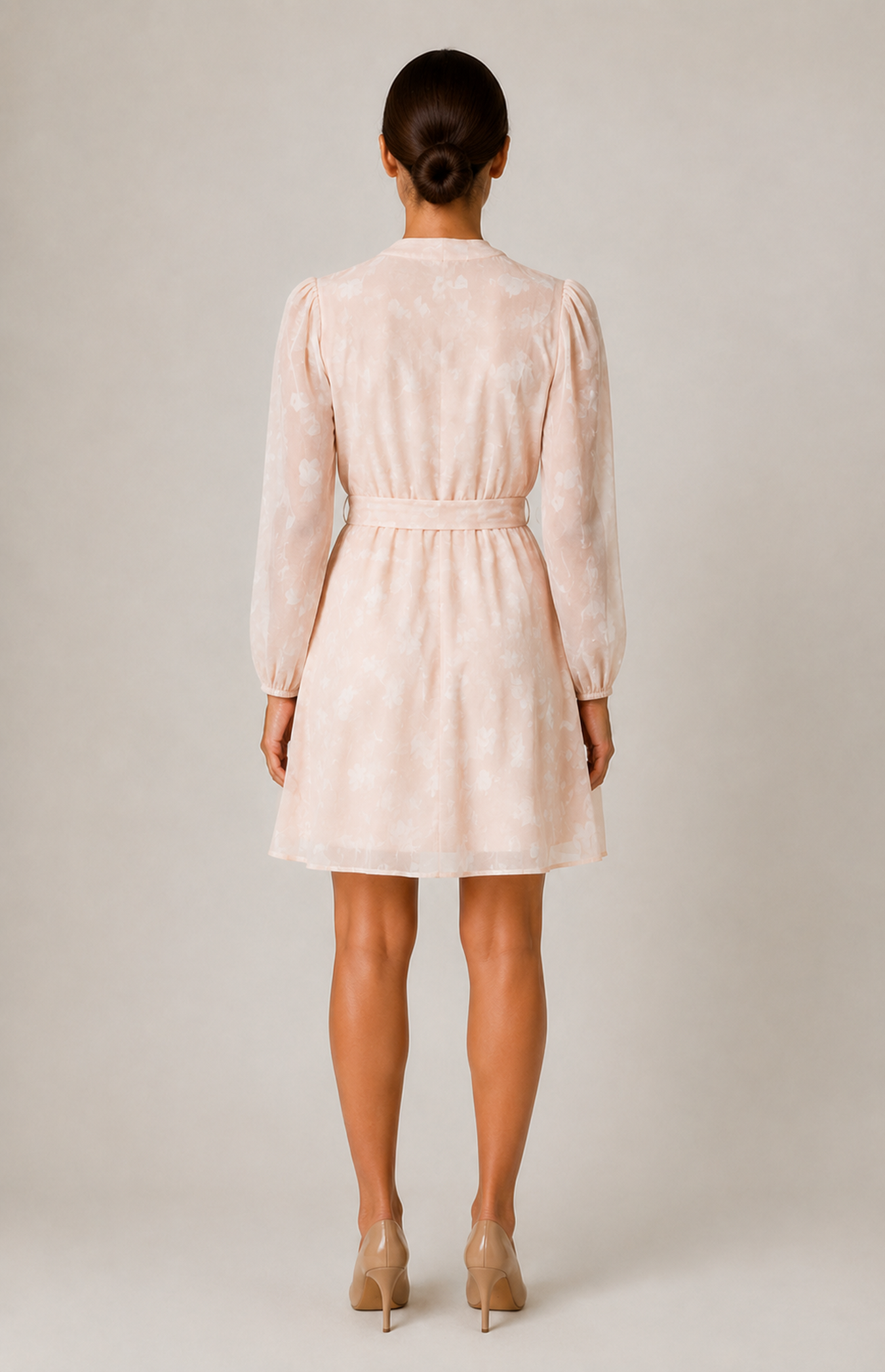 Delilah pink floral belted dress back view