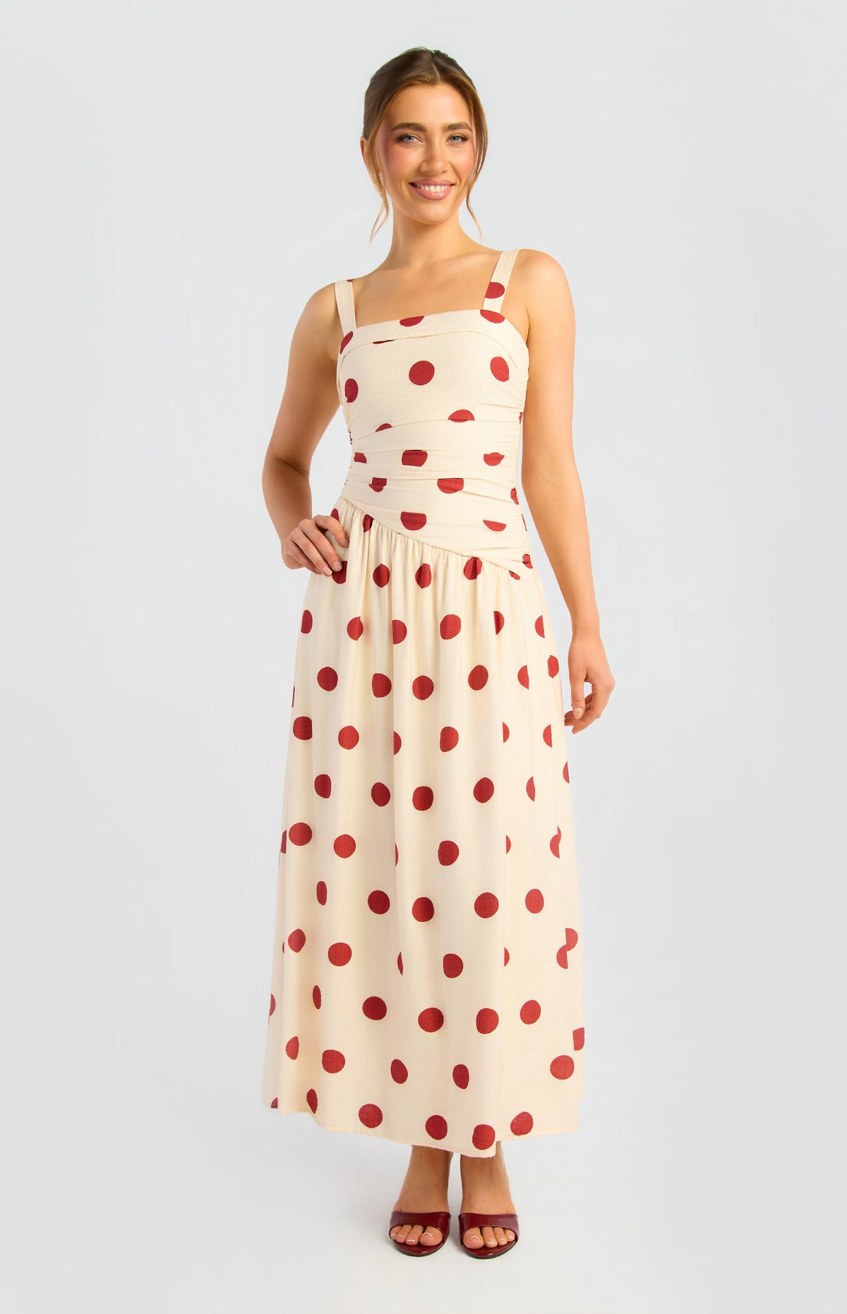 SOGNA SDR1995A dress in Cream Red, front view