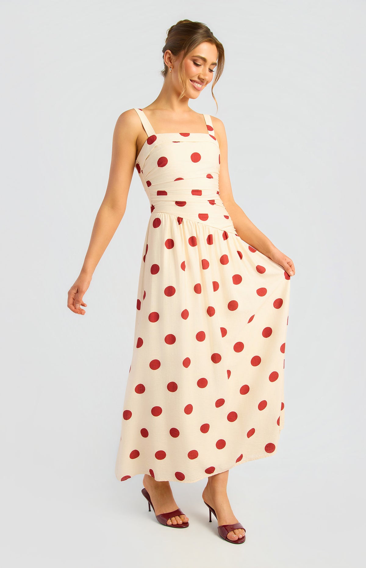 SOGNA SDR1995A dress in Cream Red, front three-quarter view