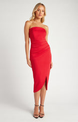 SONGA COL Strapless Midi Dress with Pleated Detail  SDR1222B