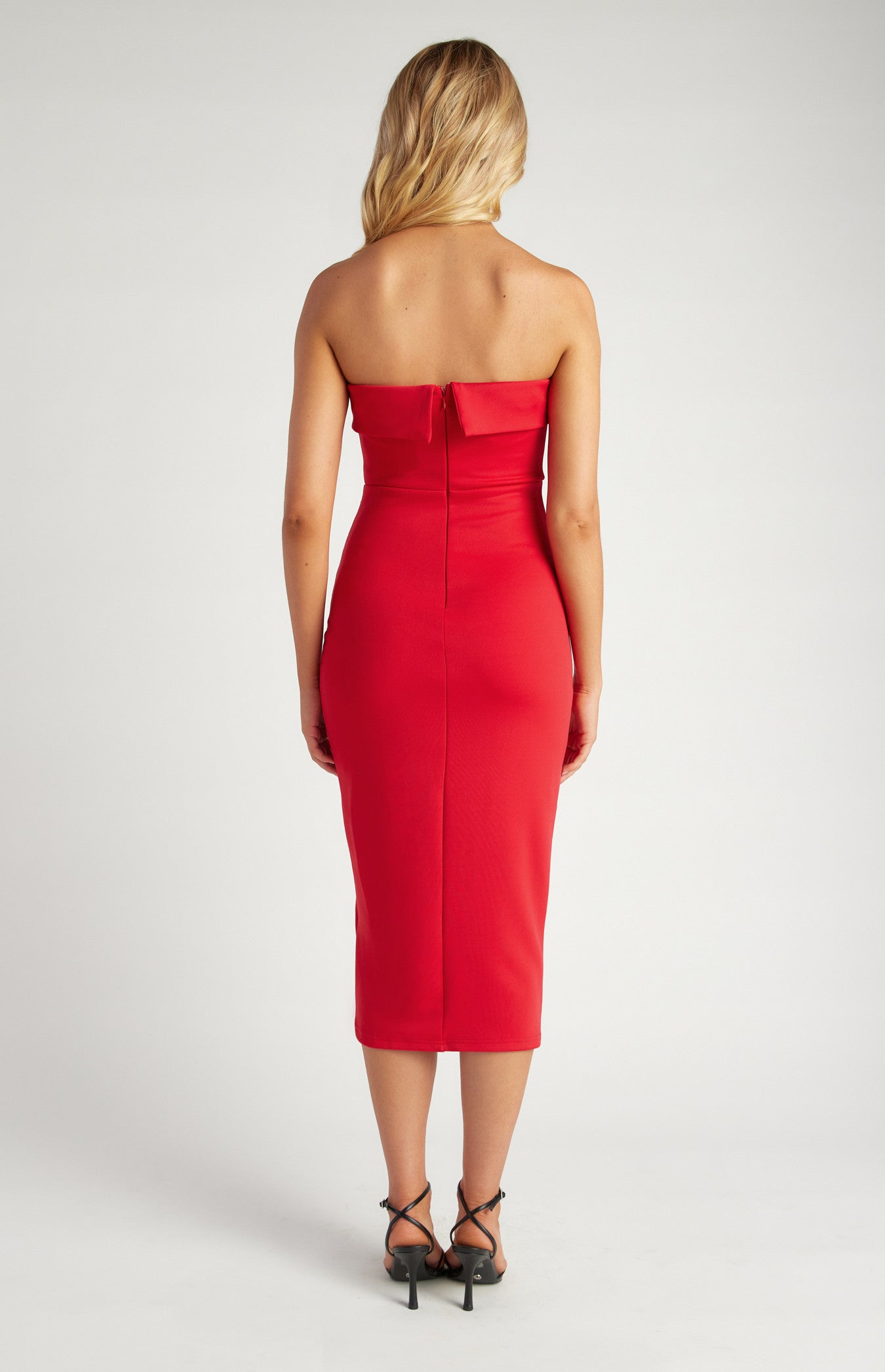 SONGA COL Strapless Midi Dress with Pleated Detail  SDR1222B