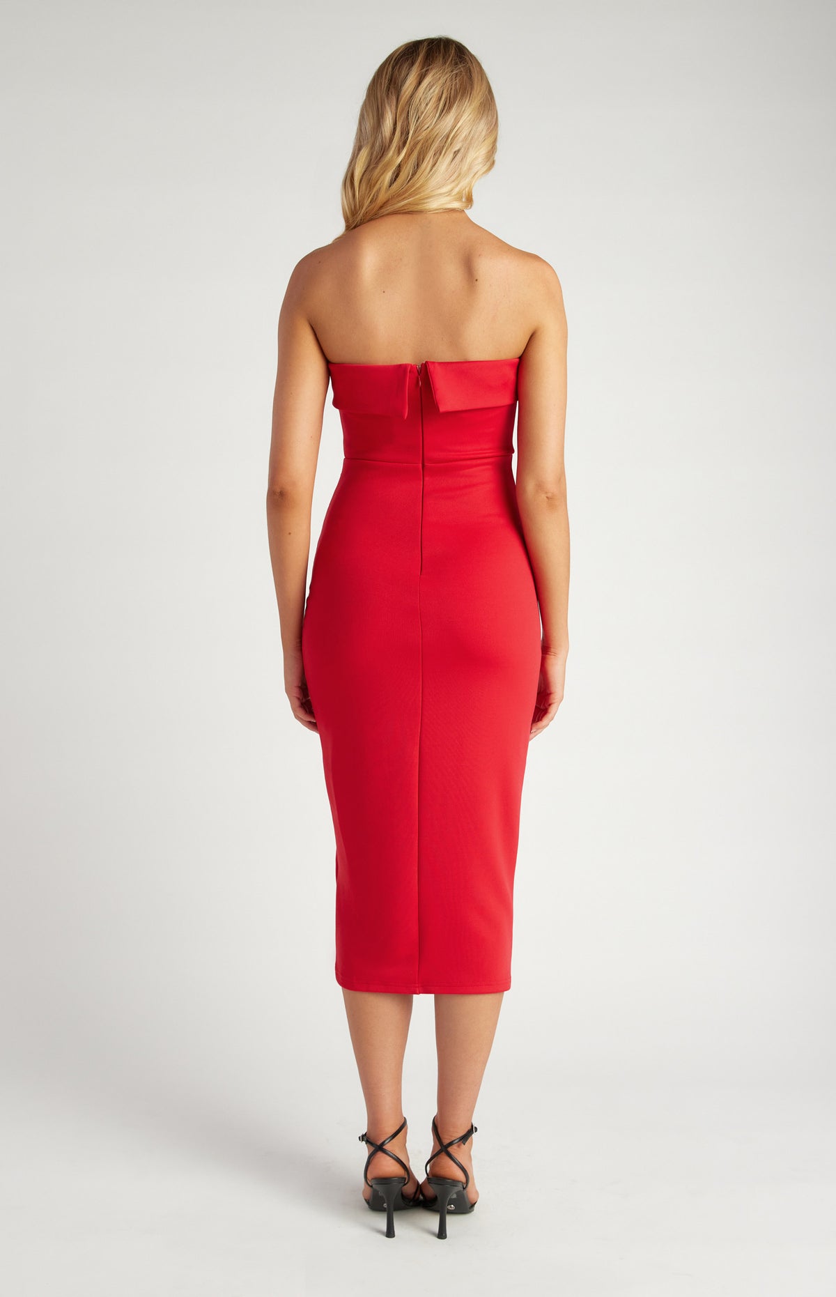 SOGNA Strapless Pleated Midi Dress SDR1222B | Evening