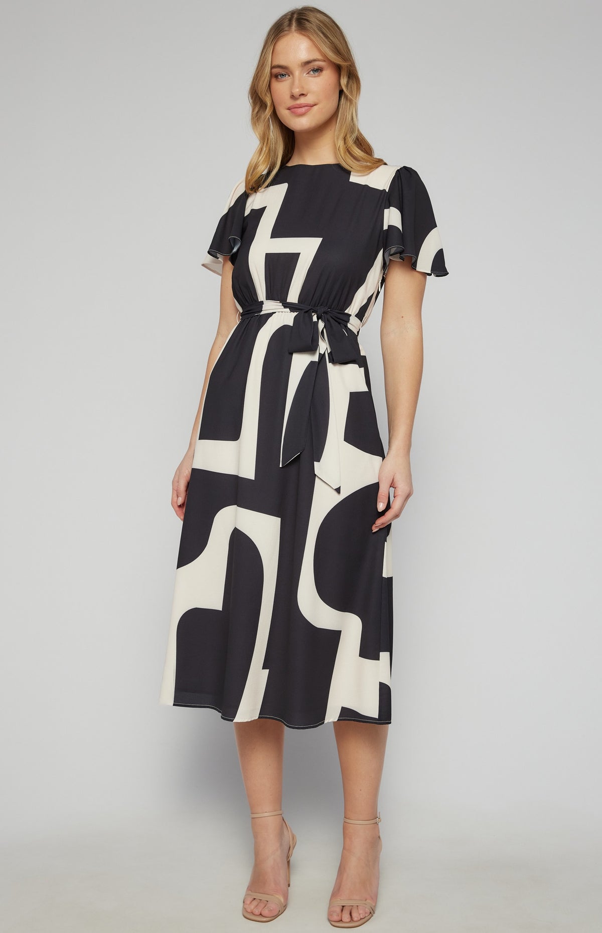 SOGNA Abstract Midi Dress SDR1604A – black – product view