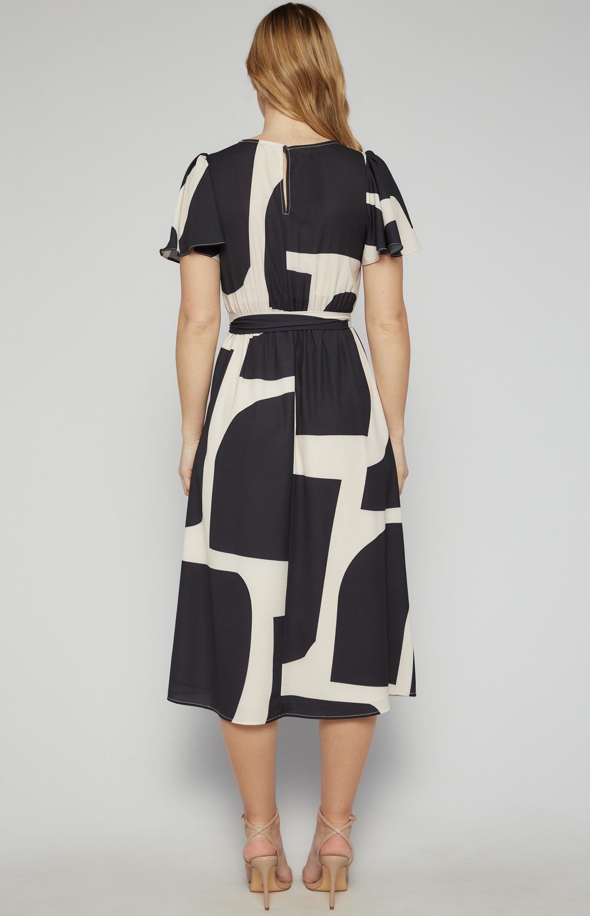 SOGNA Abstract Midi Dress SDR1604A – black – product view
