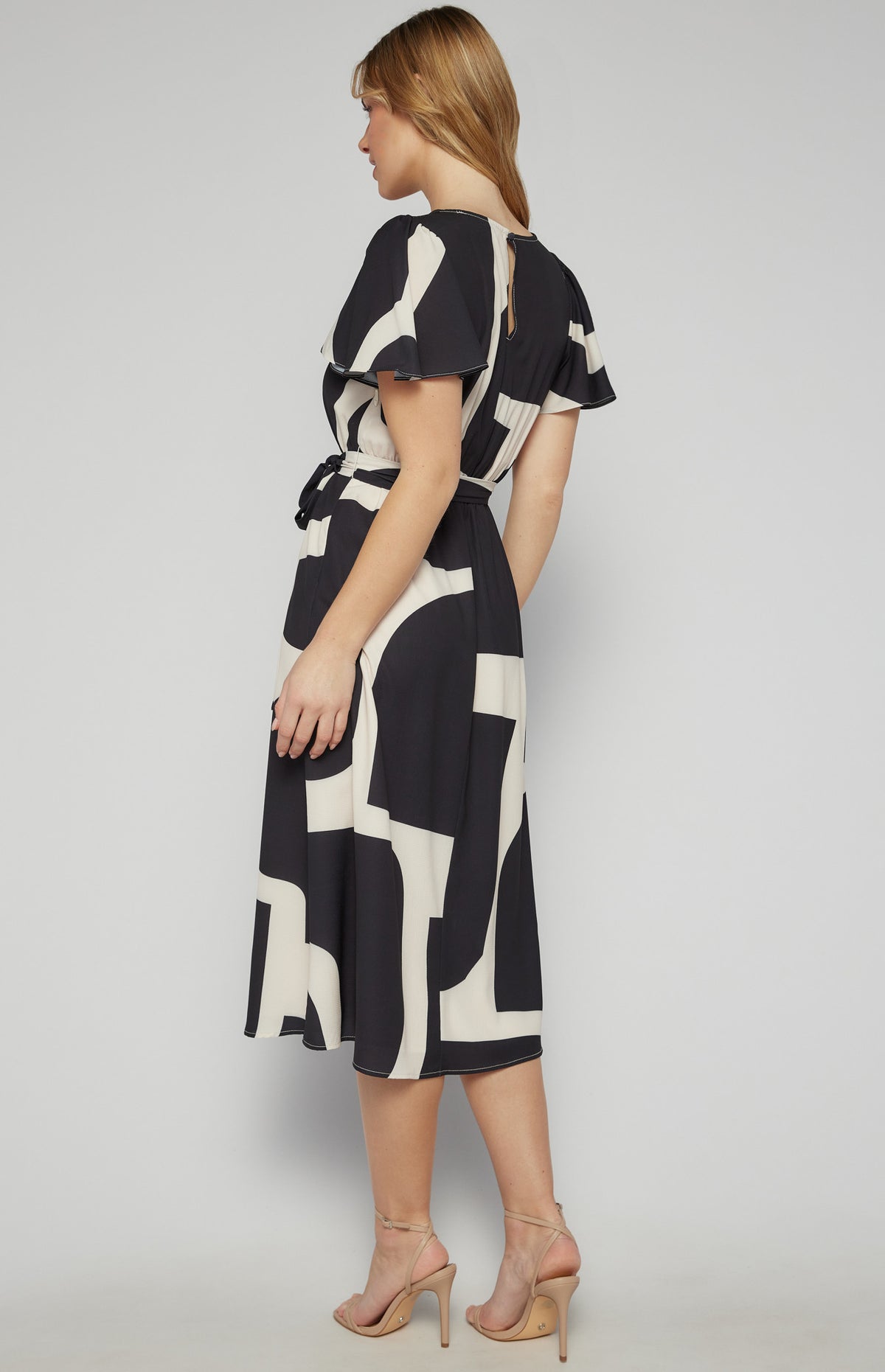 SOGNA Abstract Midi Dress SDR1604A – black – product view