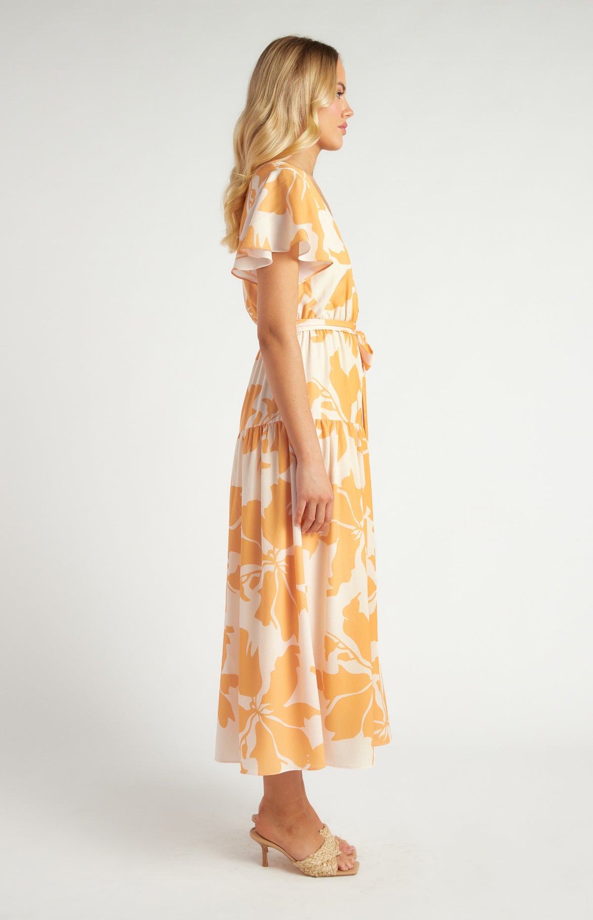 SOGNA Button Front Floral Midi Dress SDR1650A | Race Day