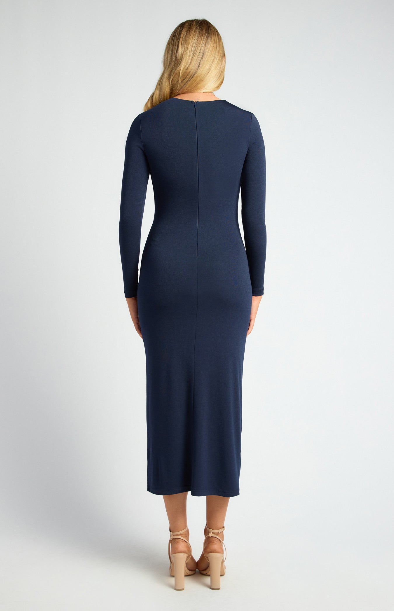 SOGNA COL Pleated Detail Stretch Jersey Midi Dress SDR1746A