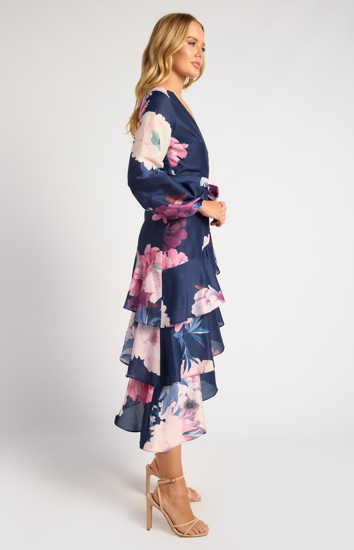 Pro Exclusive Floral Print Asymmetric Midi Dress SDR1760A