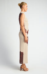 SOGNA COL Floral Mock Neck Tissue Jersey Midi Dress SDR1761A