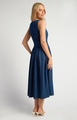 SOGNA COLEmbossed Gold Button Chambray Dress SDR1763A