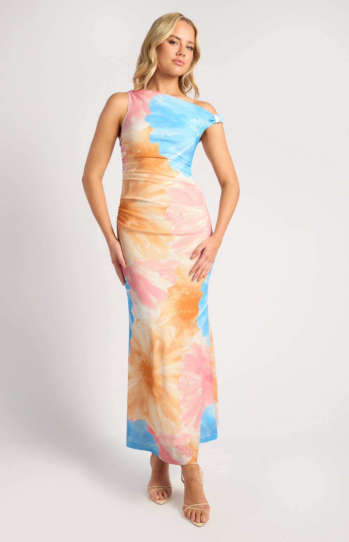 SOGNA COL Floral Print Asymmetric N Jersey Dress - SDR1795A