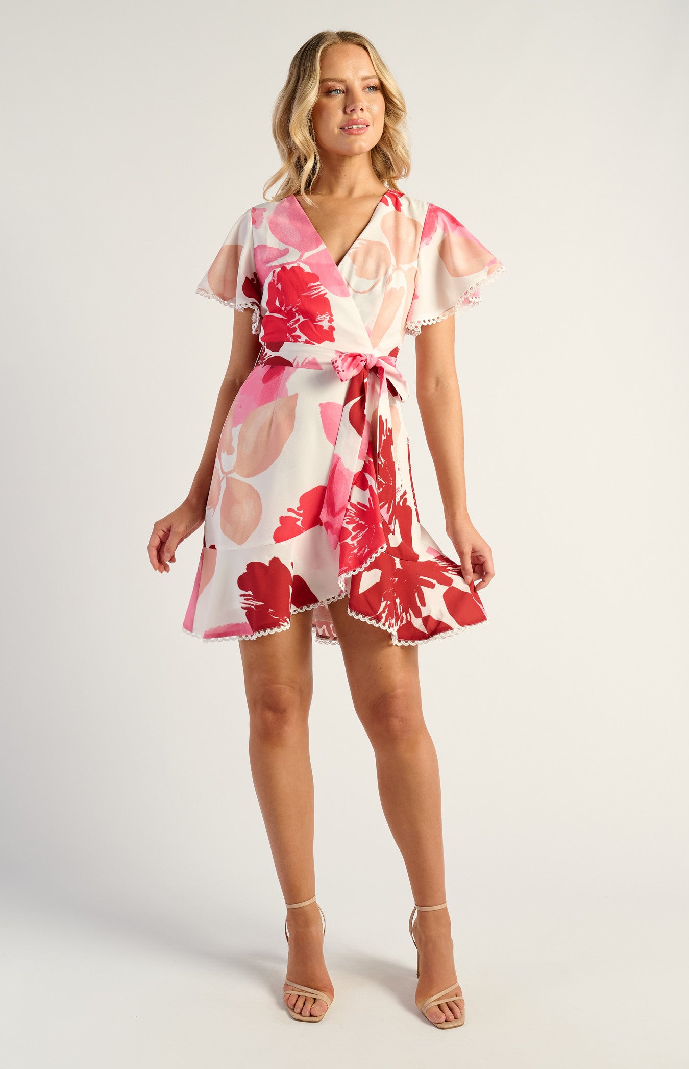 SOGNA COLLace Trim Detail Abstract Floral Dress SDR1807A