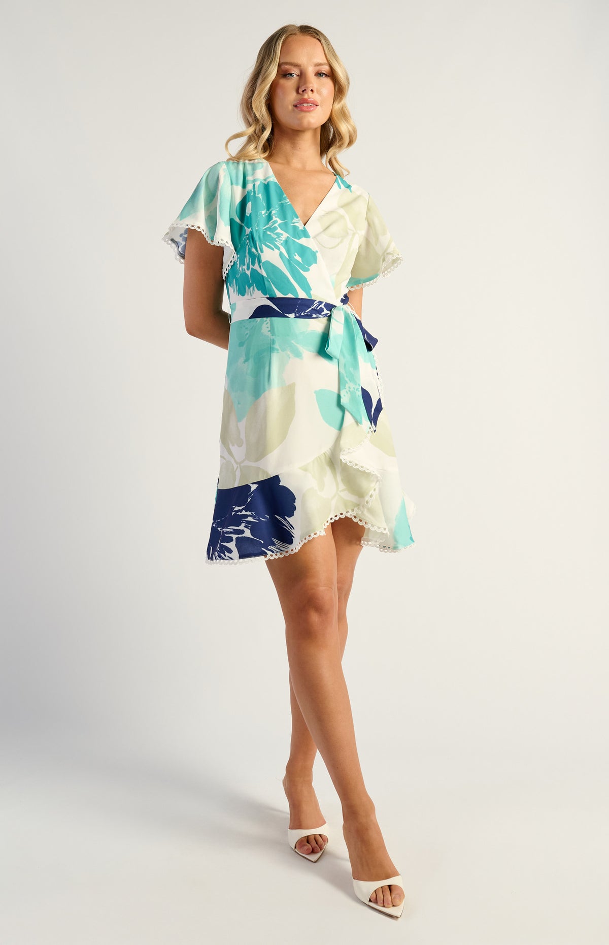 SOGNA COLLace Trim Detail Abstract Floral Dress SDR1807A