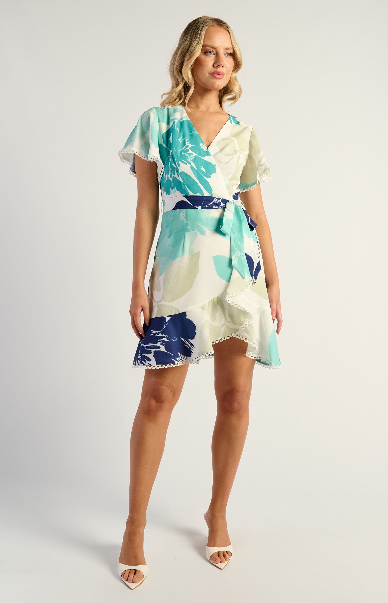 SOGNA COLLace Trim Detail Abstract Floral Dress SDR1807A