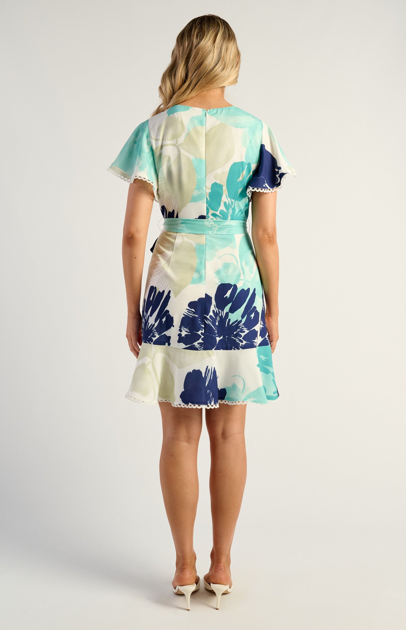 SOGNA COLLace Trim Detail Abstract Floral Dress SDR1807A