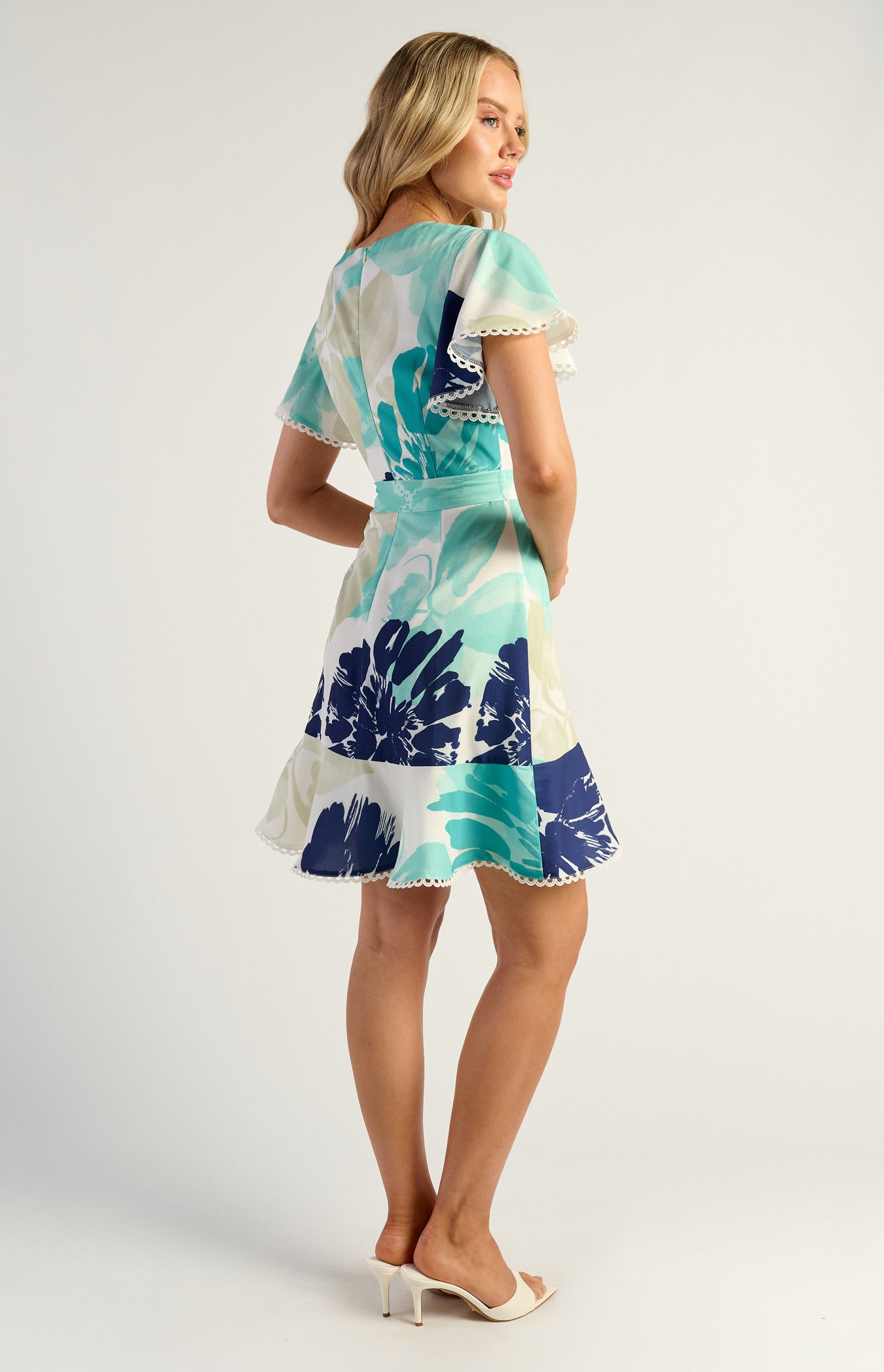 SOGNA COLLace Trim Detail Abstract Floral Dress SDR1807A