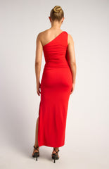 SOGNA COL One Shoulder Gold Toggle And Sash Dress SDR1893A