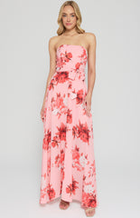 SOGNA COL STRAPLESS FLORAL MAXI DRESS SDR342-12A