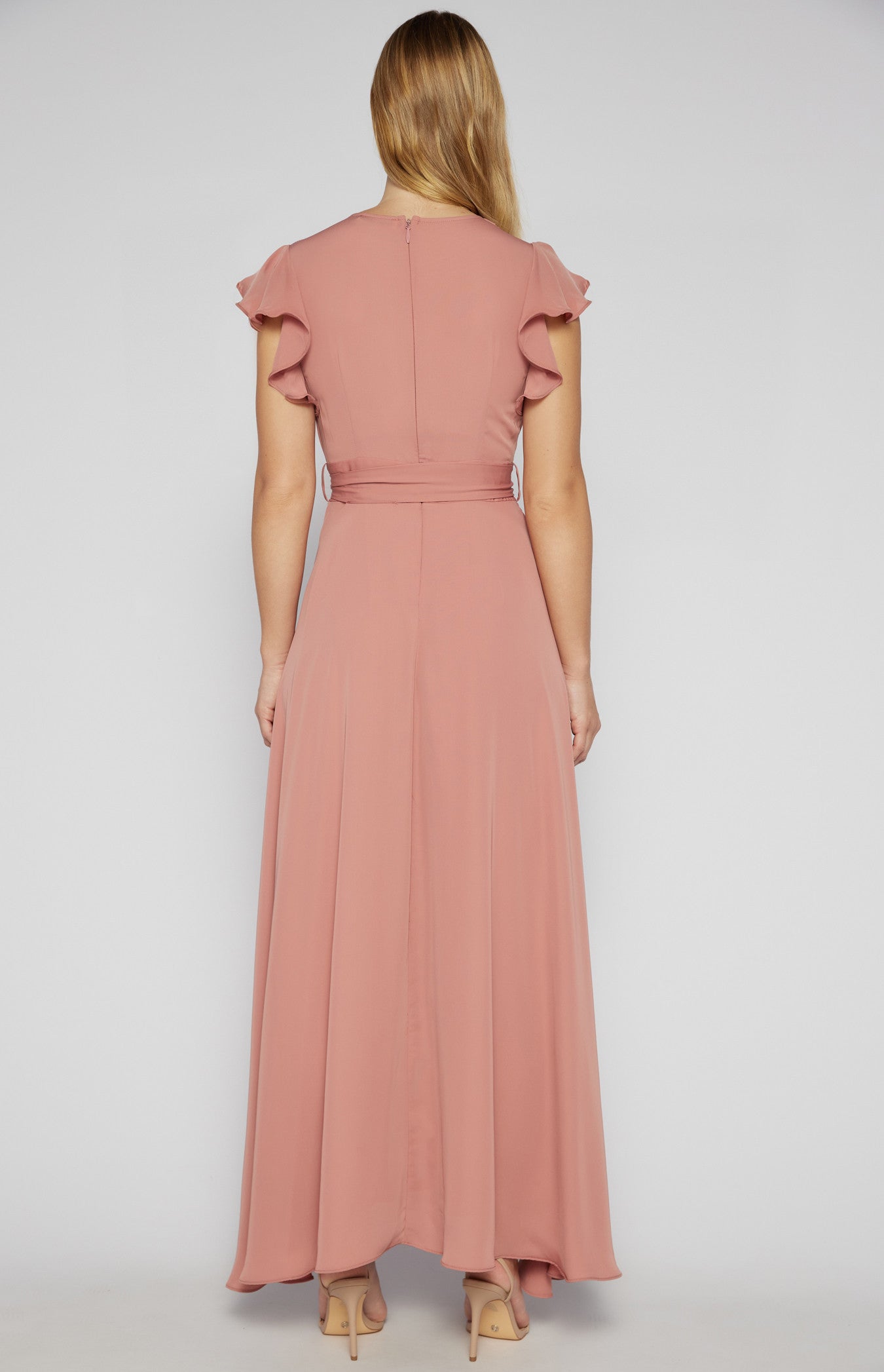 SOGNA COLPleated Front Butterfly Sleeve Maxi Dress SDR581B