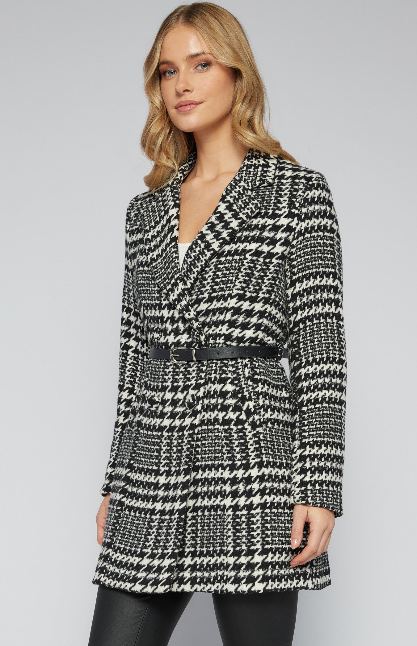 SOGNA COL Houndstooth Faux Wool Coat SJT369-2A