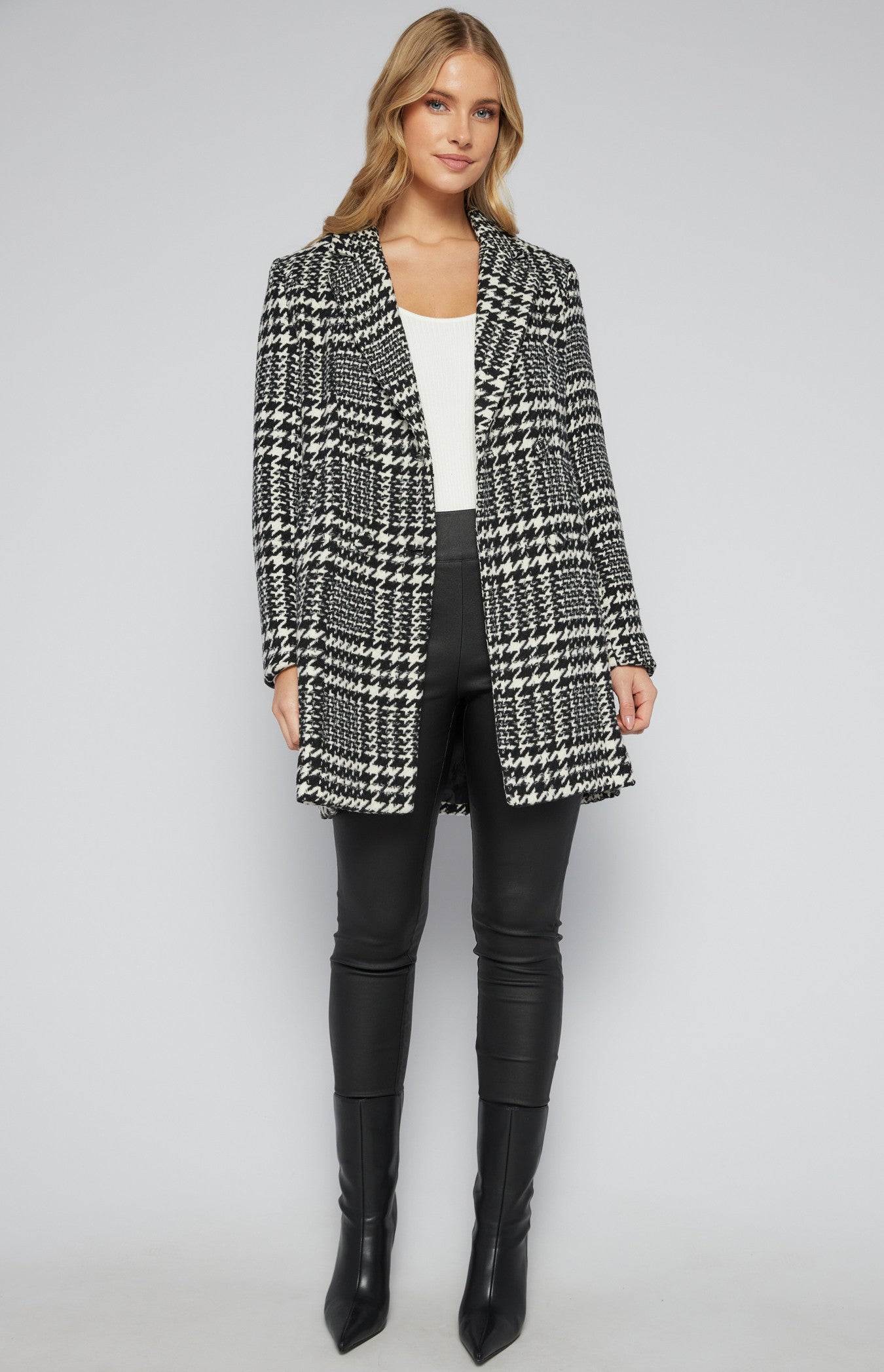 SOGNA COL Houndstooth Faux Wool Coat SJT369-2A