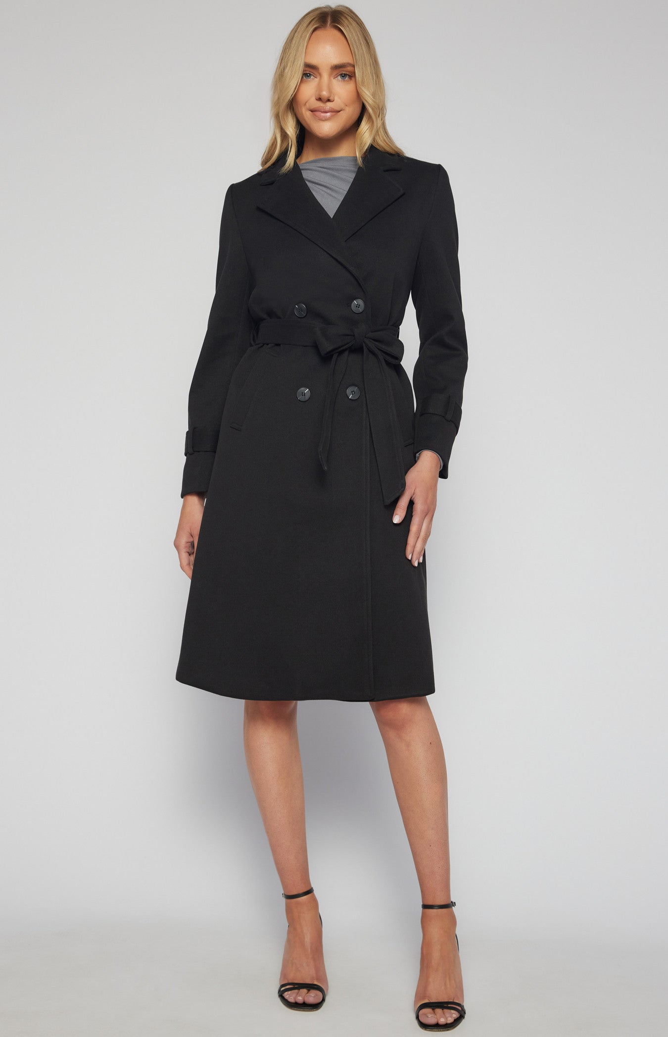 Double Breasted Longline Faux Wool Coat SJT390B