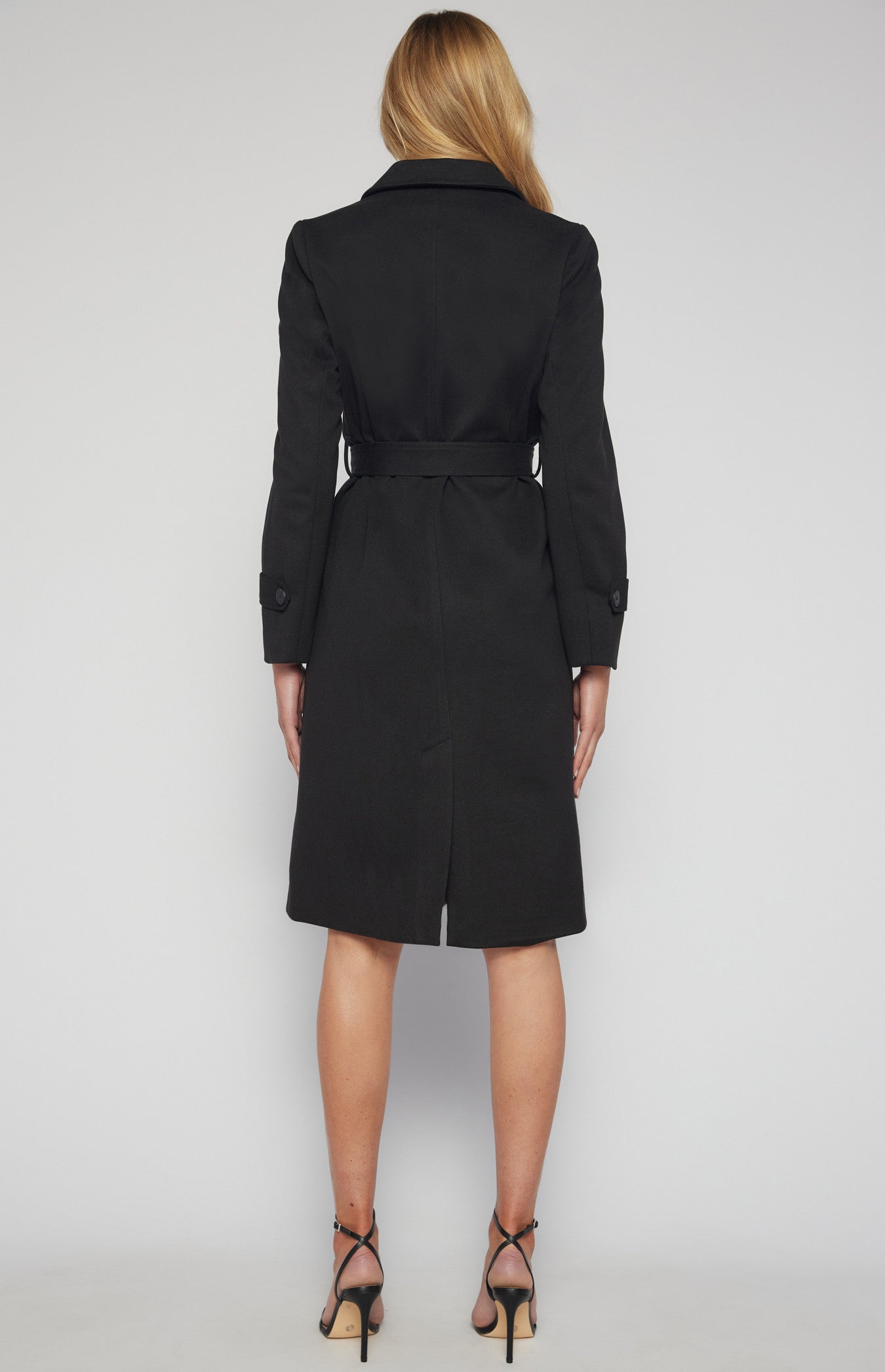 Double Breasted Longline Faux Wool Coat SJT390B