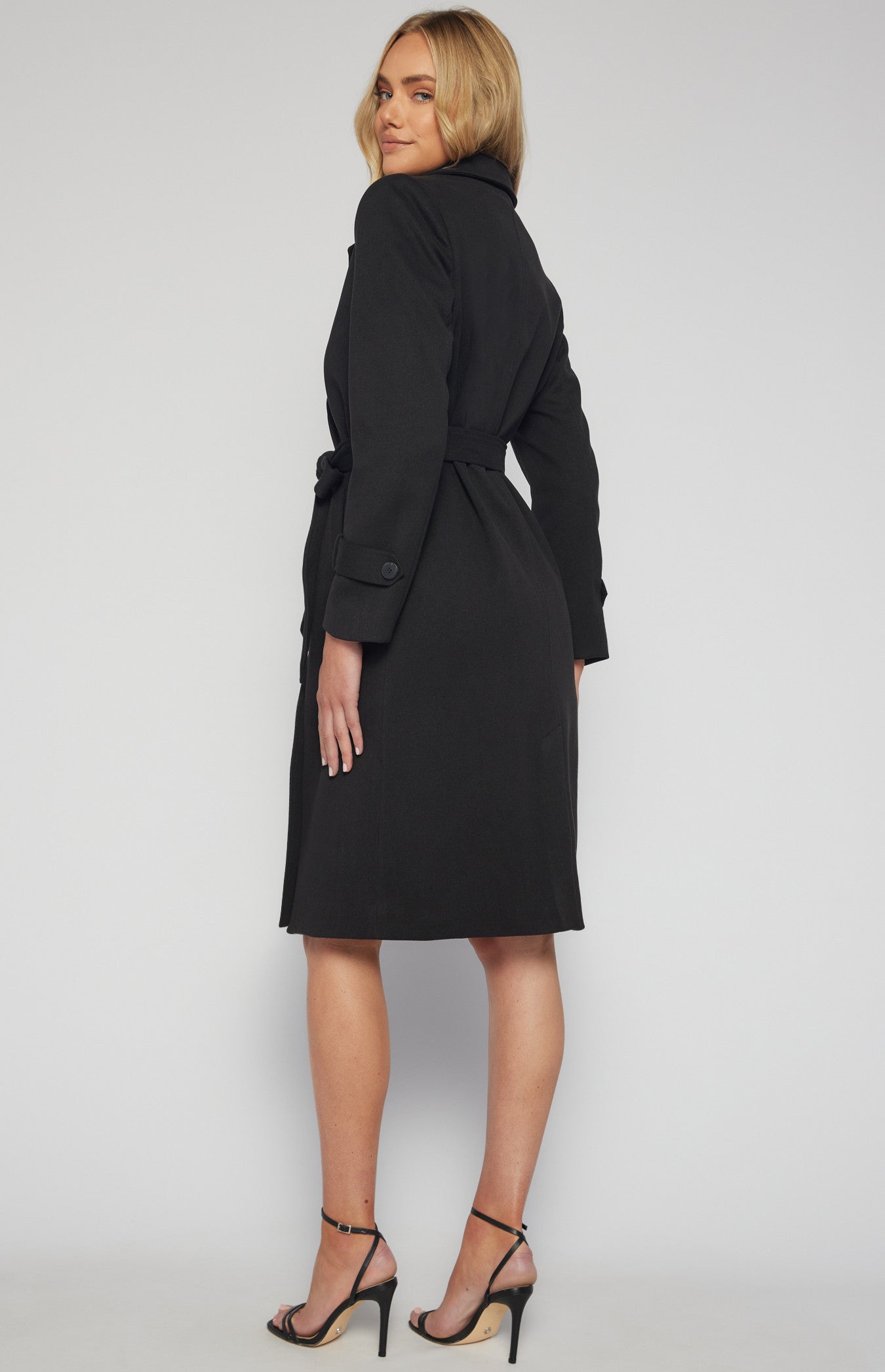 Double Breasted Longline Faux Wool Coat SJT390B