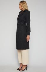 SOGNA COL  Longline Suede Coat with Self Fabric Buttons and Buckle  SJT392B