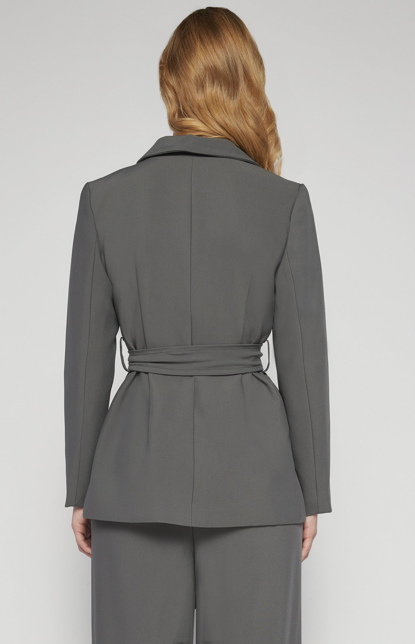 SOGNA SJT394B belted tailored blazer in Charcoal – model view