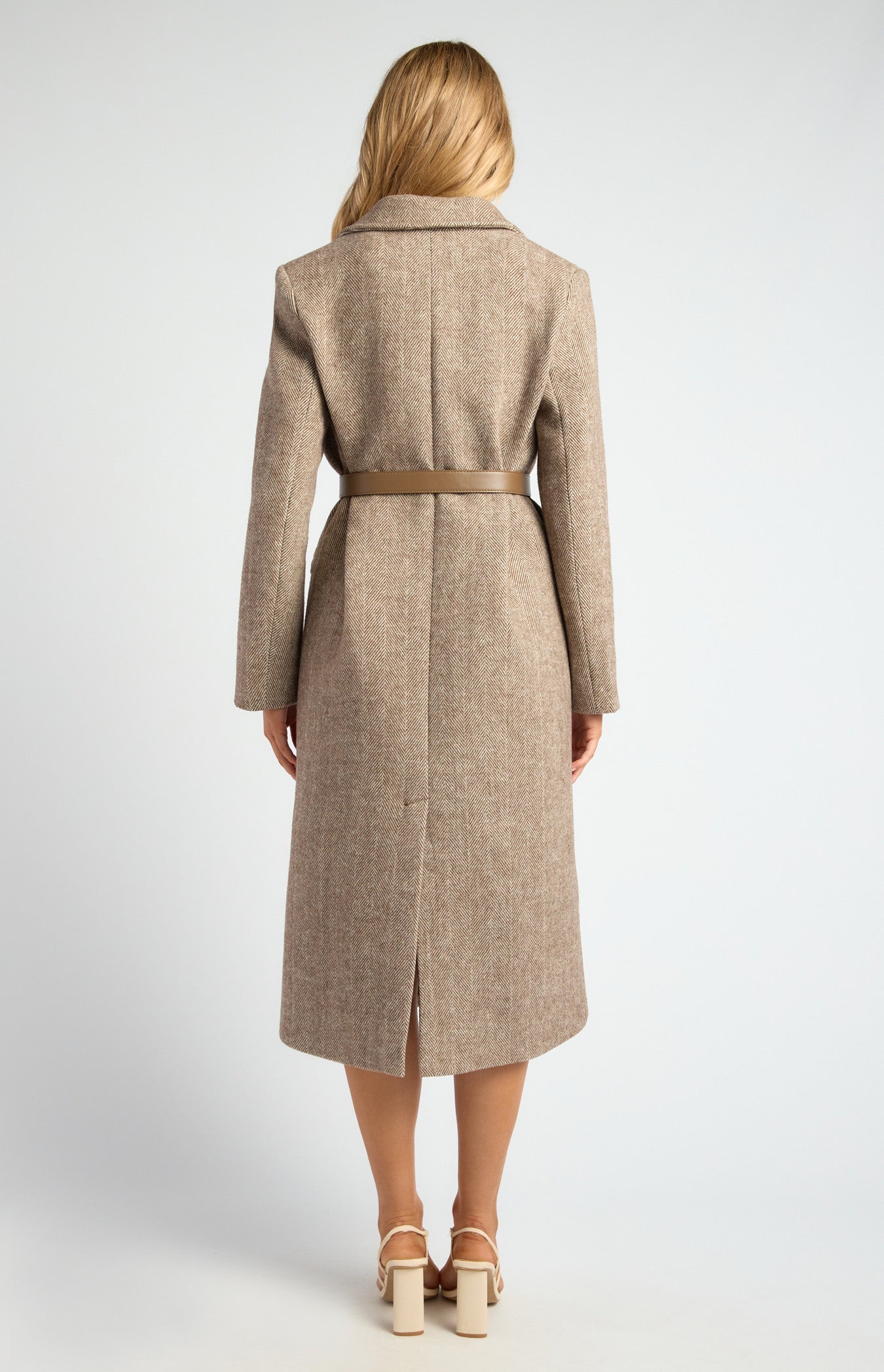 SOGNA COL Faux Wool Single Breasted Herringbone Coat SJT407A