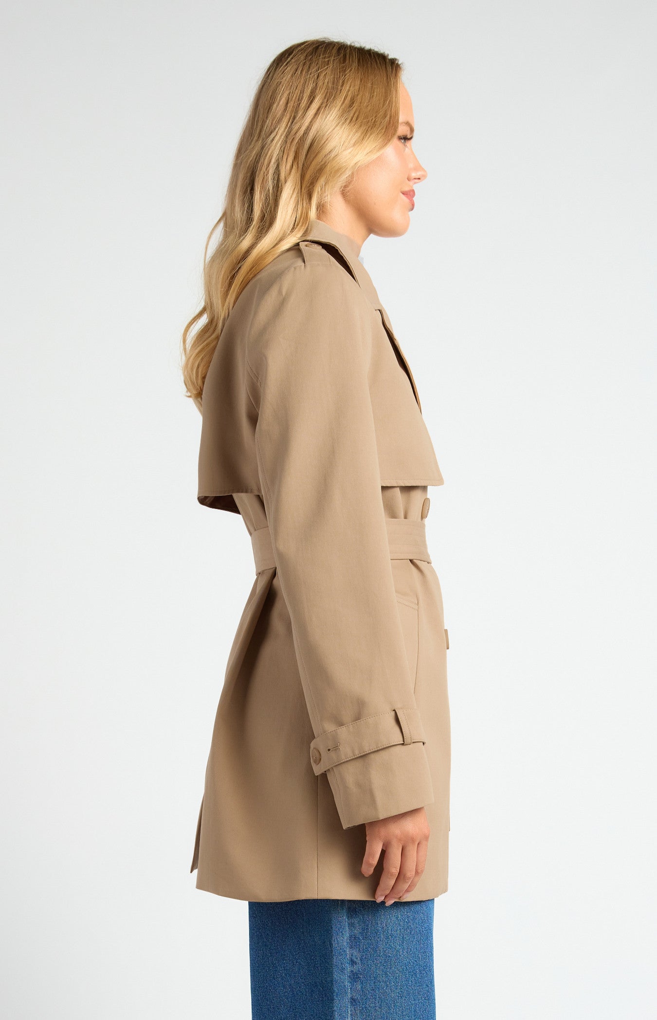 SOGNA COL Double Breasted Cropped Trench Coat SJT410A