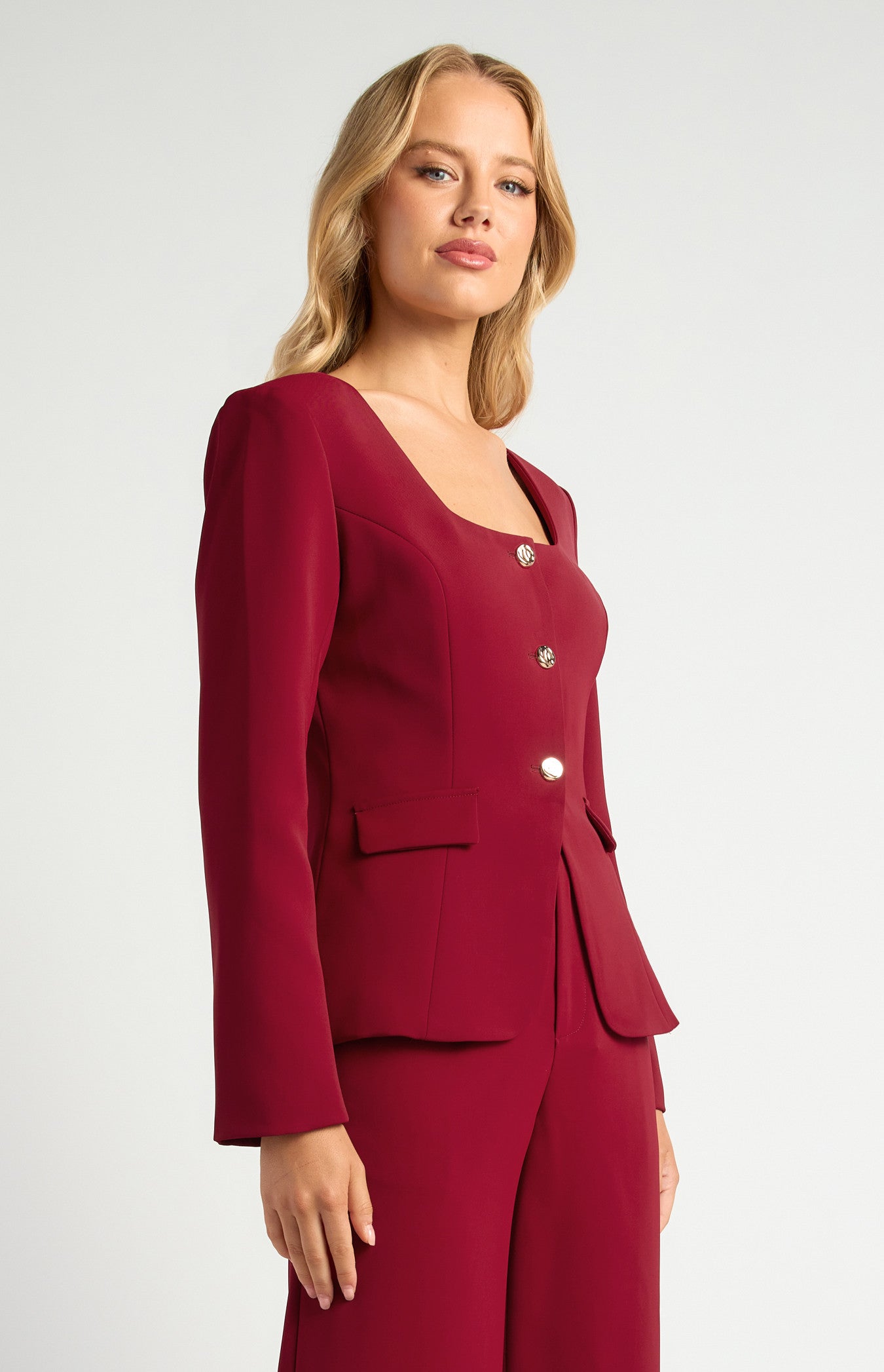 SOGNA COL Gold Feature Button Blazer with Centre Front Split SJT412A