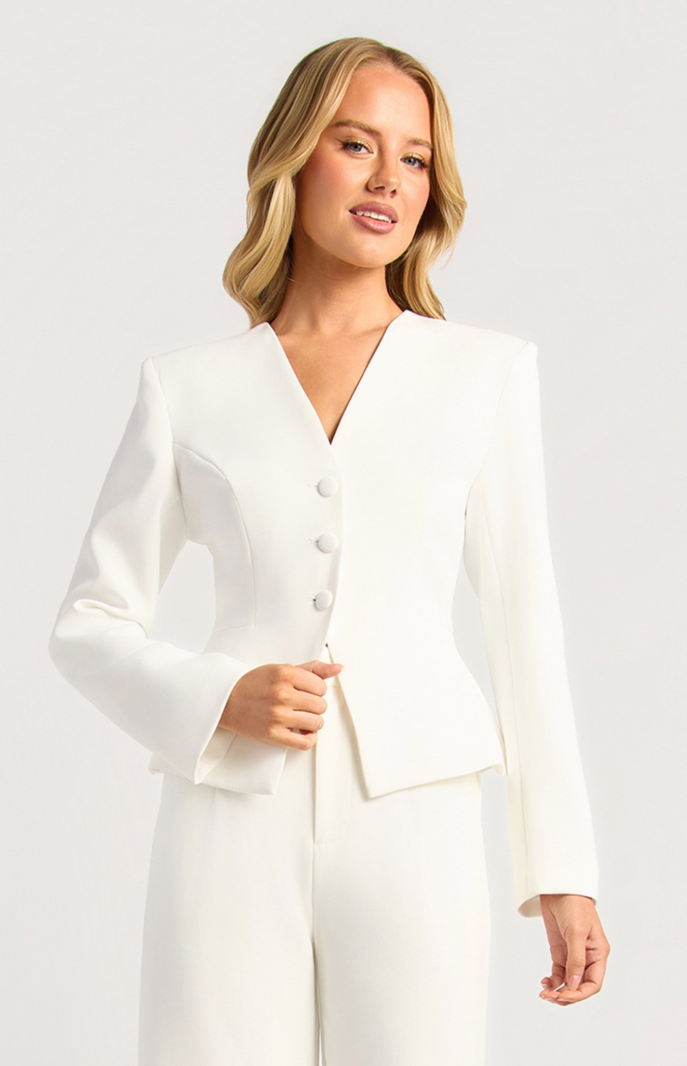 Cinch Waist Blazer With Button (SJT413A)