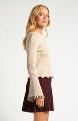 SOGNA COL Contrast Twirl Feature Knit Top SKN939