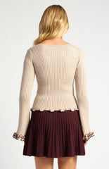 SOGNA COL Contrast Twirl Feature Knit Top SKN939