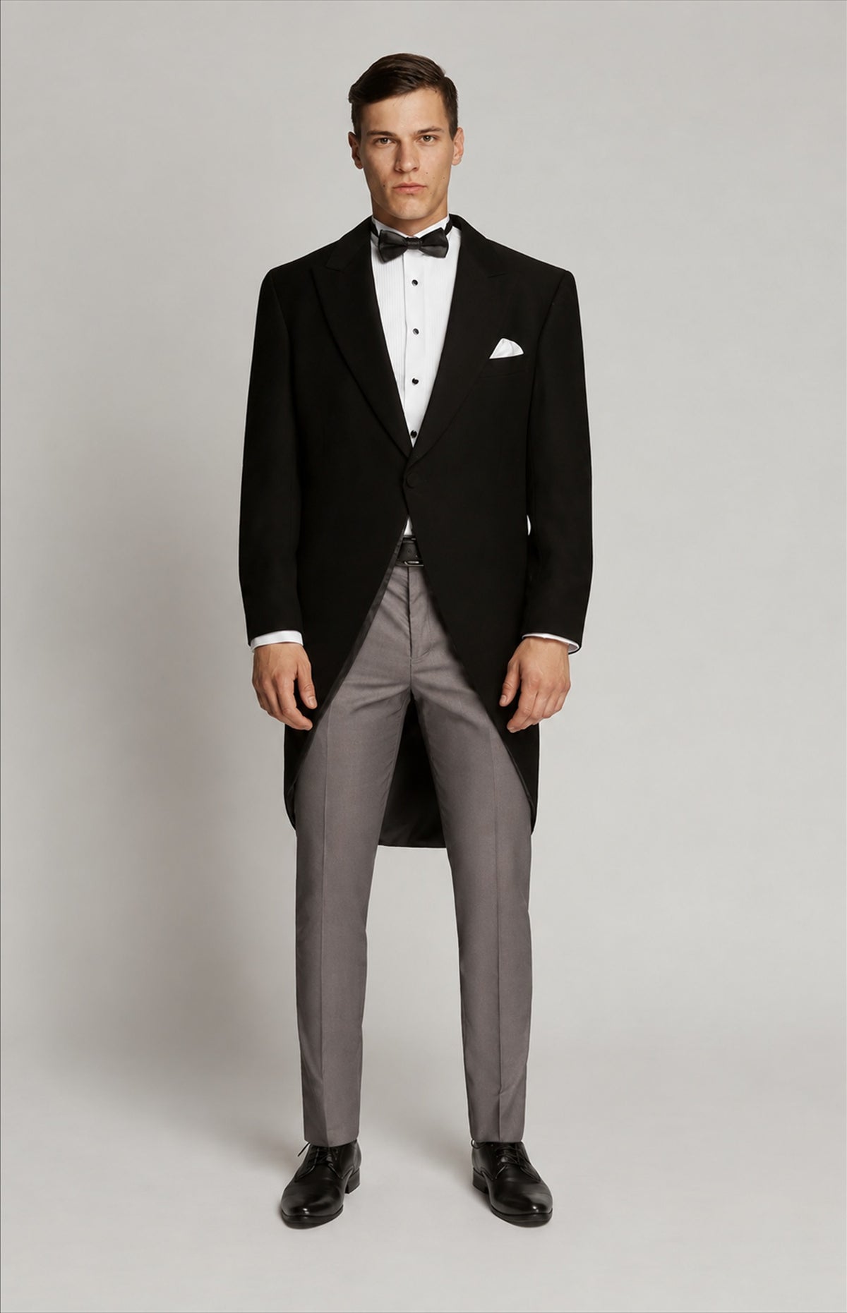 SOGNA men's black morning tails jacket 3209, full front view